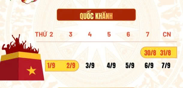 Công chức, viên chức, người lao động sắp nghỉ lễ Quốc khánh dài ngày