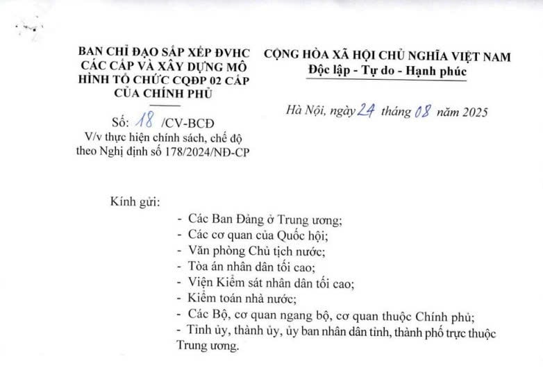 Công văn 18: Không để xảy ra tình trạng lợi dụng chế độ chính sách nghỉ việc theo Nghị định 178