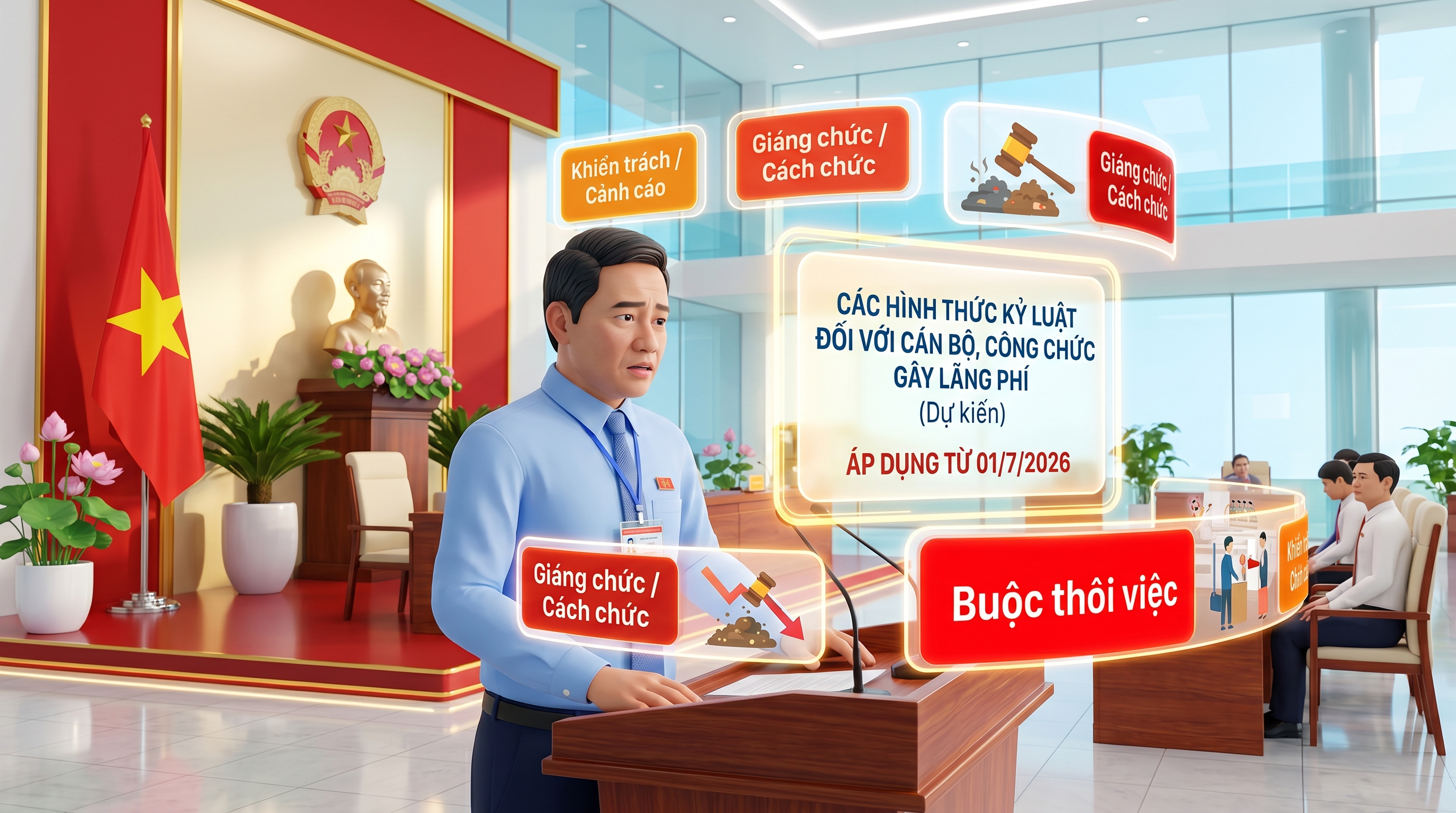 Các hình thức kỷ luật cán bộ, công chức gây lãng phí từ 01/7/2026 (Dự kiến)