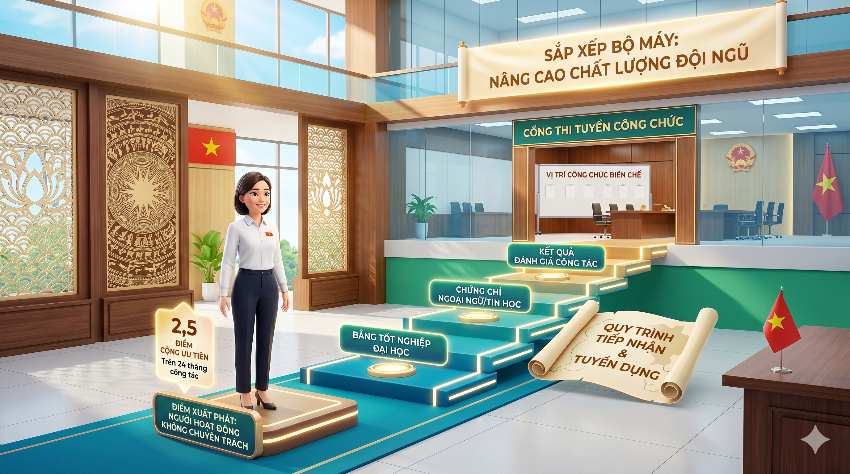 SẮP XẾP BỘ MÁY: ĐIỀU KIỆN, TIÊU CHUẨN TIẾP NHẬN CÁN BỘ KHÔNG CHUYÊN TRÁCH VÀO CÔNG CHỨC - SỰ THẬT TỪ QUY ĐỊNH MỚI NHẤT