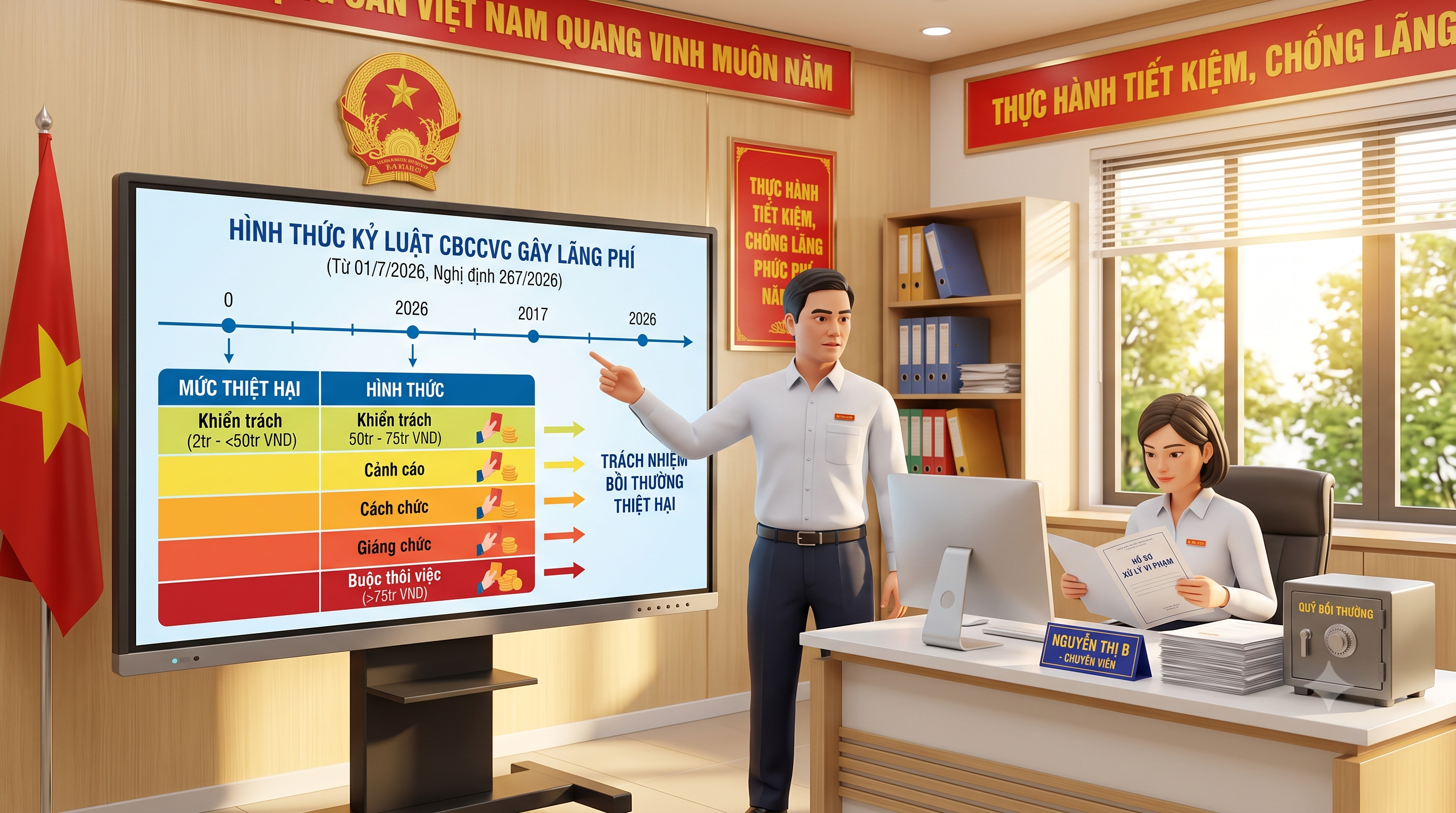 Các Hình Thức Kỷ Luật Cán Bộ, Công Chức, Viên Chức Gây Lãng Phí Từ 01/7/2026 (Nghị định 267/2026)