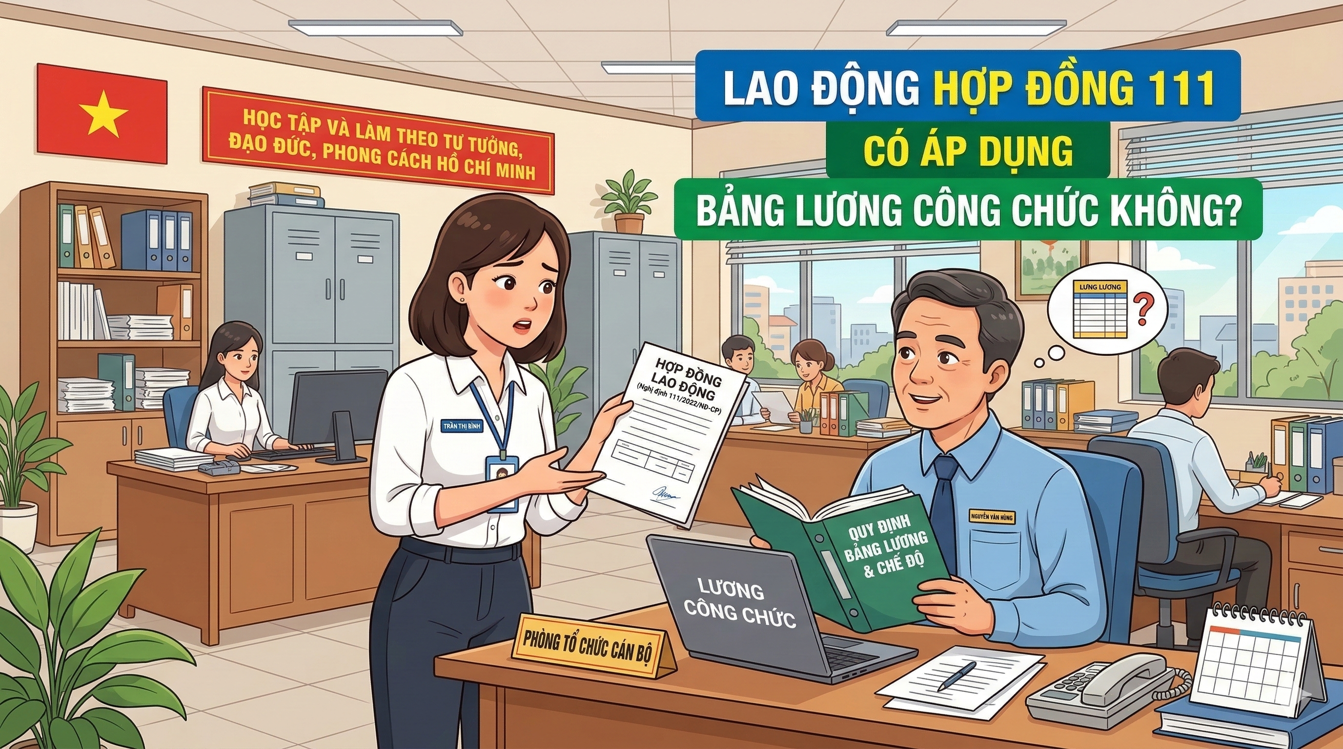 Lao động hợp đồng 111 có áp dụng bảng lương công chức không?